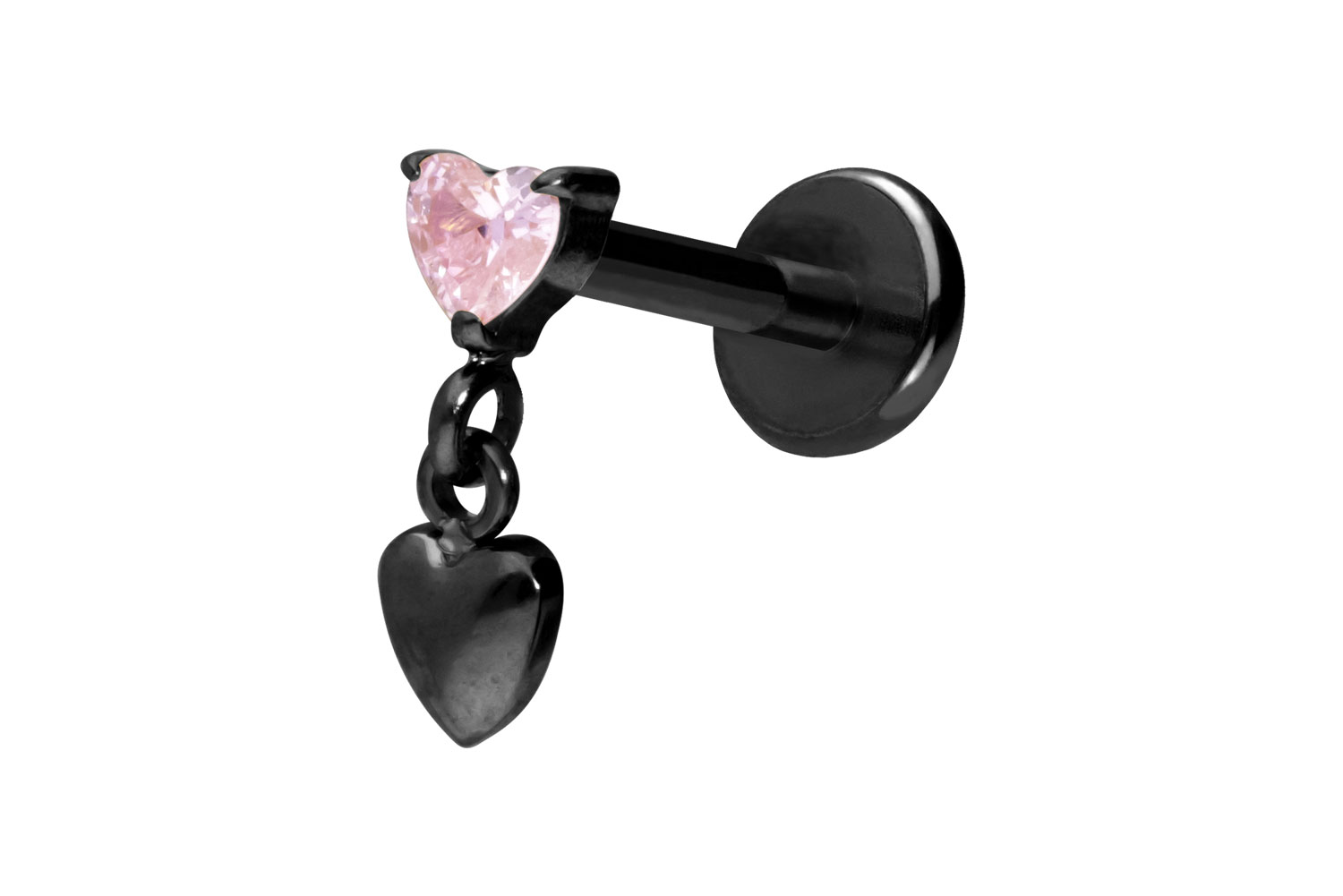 Titan Labret Piercing mit Push Fit 2 HERZEN